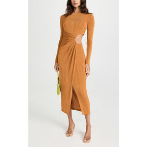 Significant Other 'Ivy Turmeric' Brown Long Sleeve Midi Dress Size 4